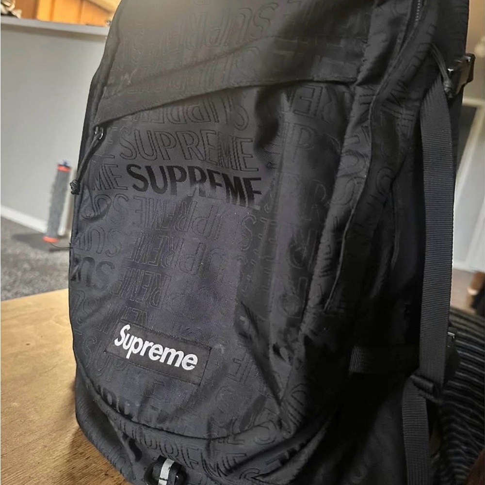 Supreme Embossed Black Backpack - image 1
